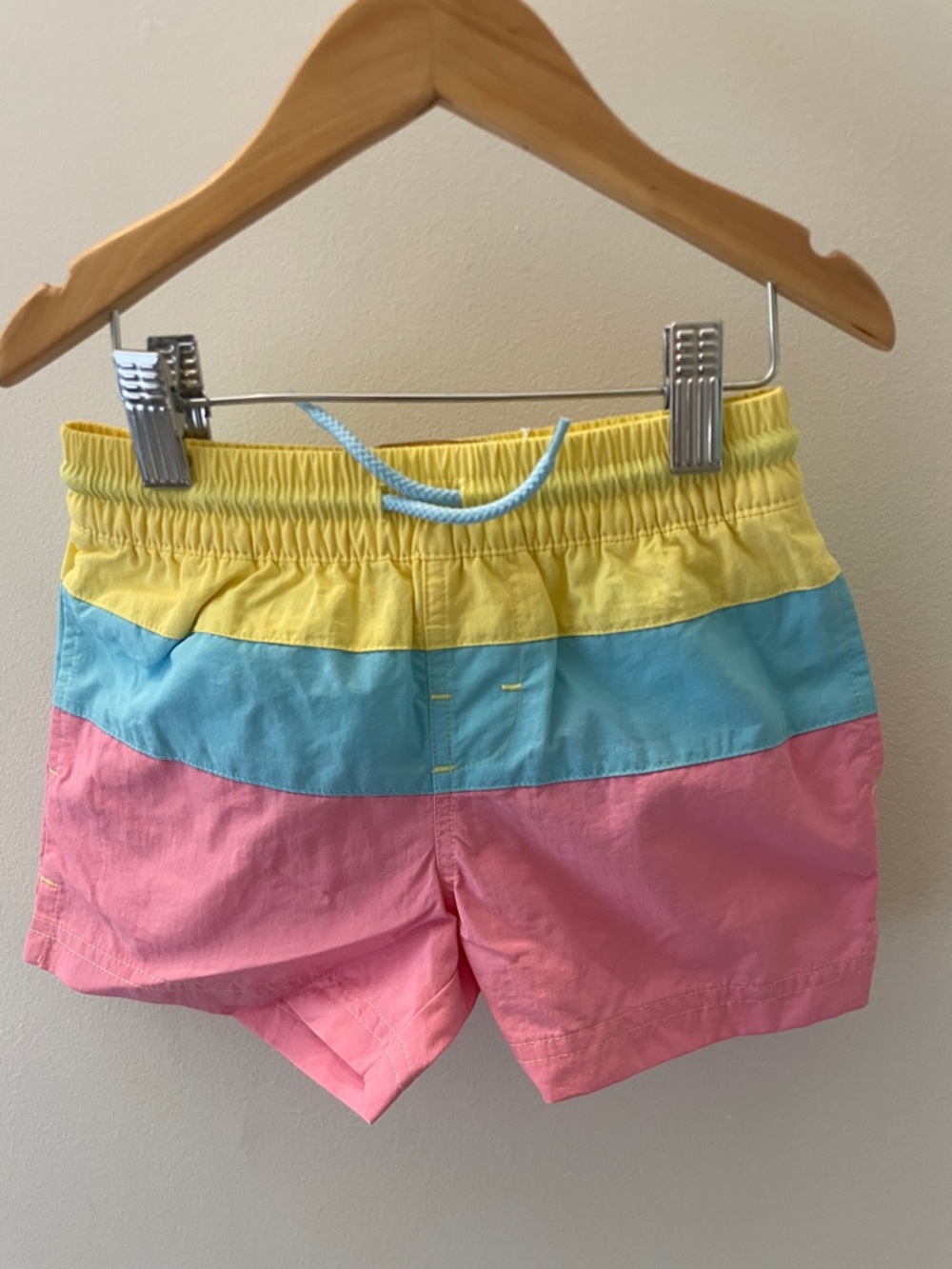 Colorblock Yellow Blue Pink Kids Swim Trunks TBBC NWT size 3T